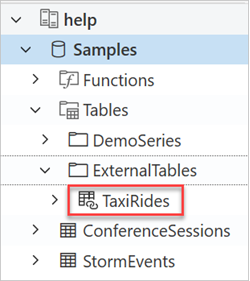  Screenshot showing the Taxi rides external table.