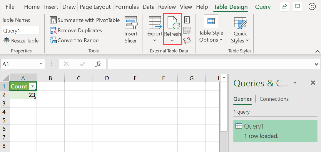 View data in excel.