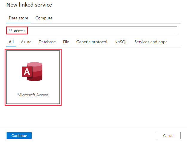 Select the Microsoft Access connector.