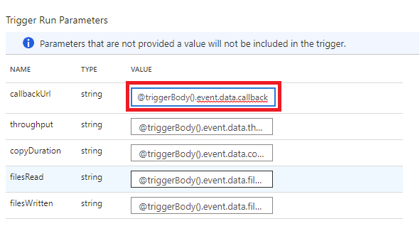 Screenshot of the parameters page to reference data payload in custom event.