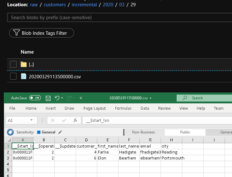 Output file from incremental copy