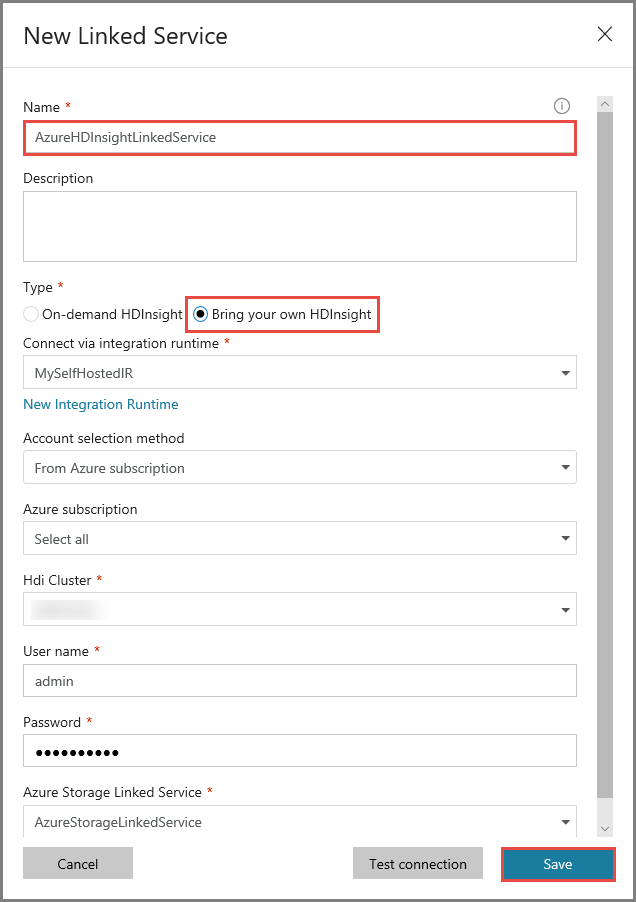 Azure HDInsight settings