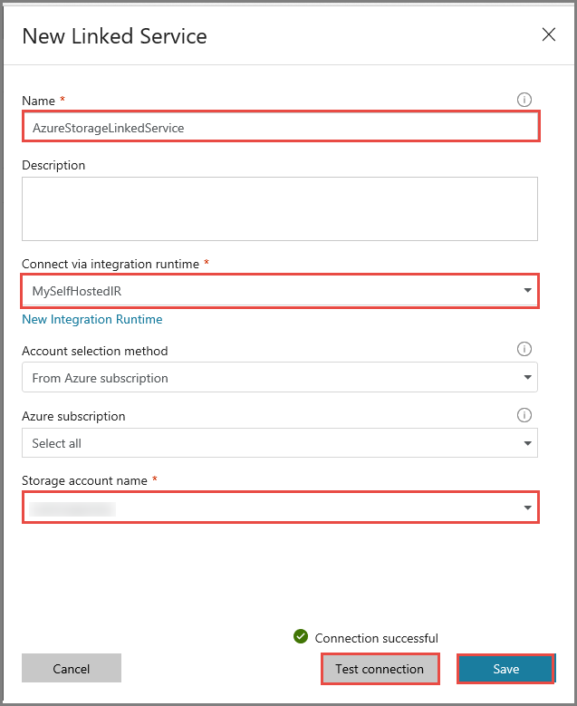 Specify Azure Blob Storage account