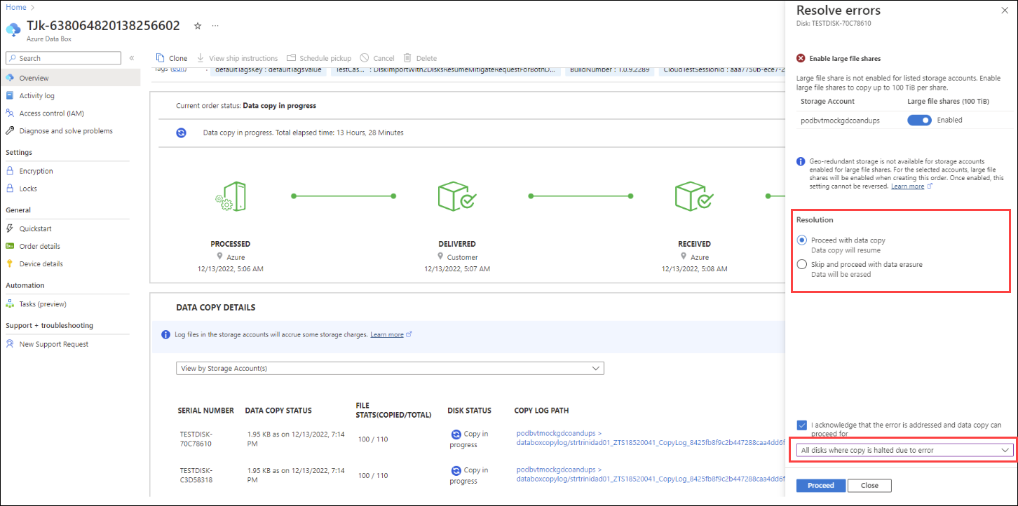 Screenshot of the Resolve Errors pane. The Resolution option is highlighted.