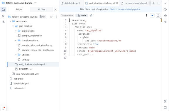 ETL pipeline in a bundle in the workspace