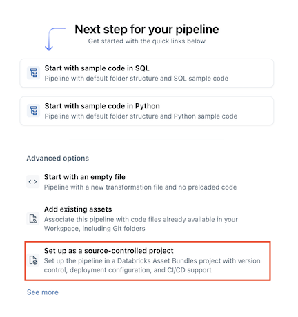 New source-controlled pipeline