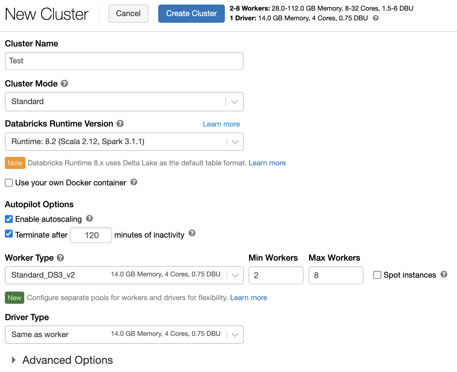 Create cluster