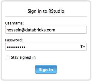 RStudio login form