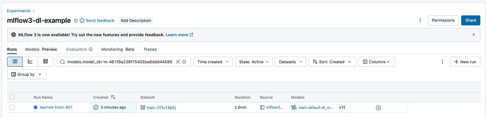 Model tracking UI search logged models by model ID.