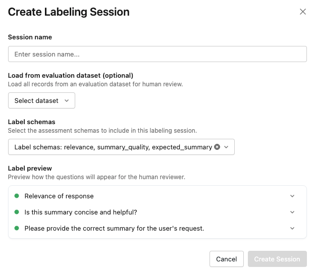 MLflow experiment UI form