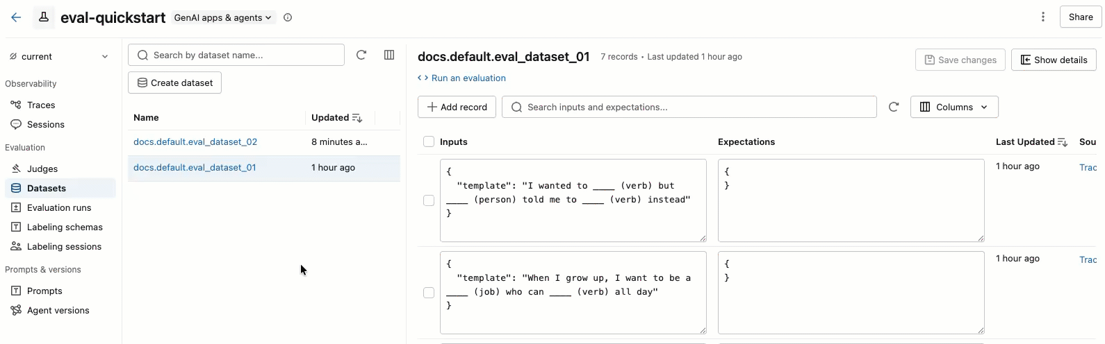 How to edit dataset records.