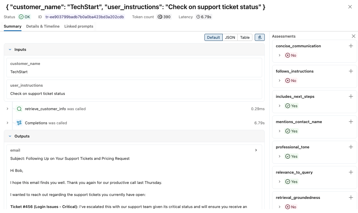 Request details window