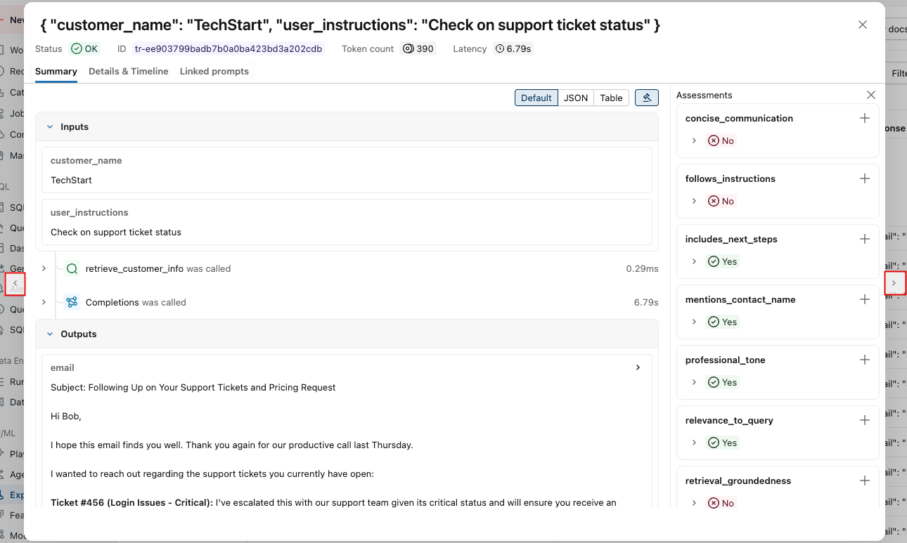 Step through requests using arrows