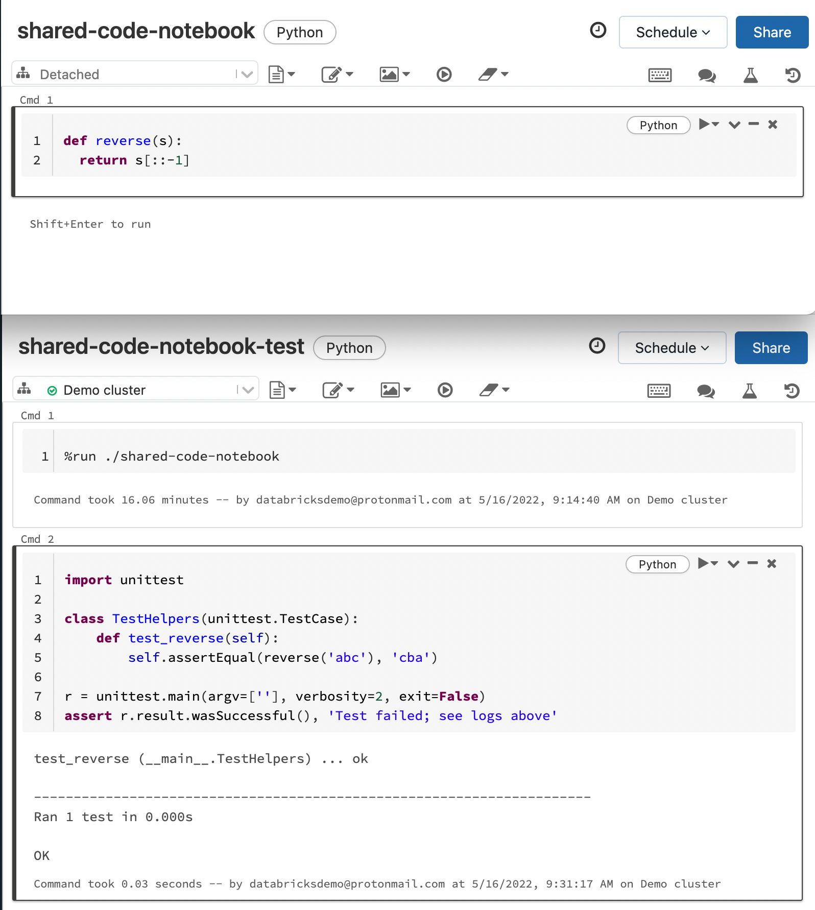 Separating test code