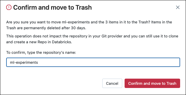 Confirm Move to Trash dialog box.