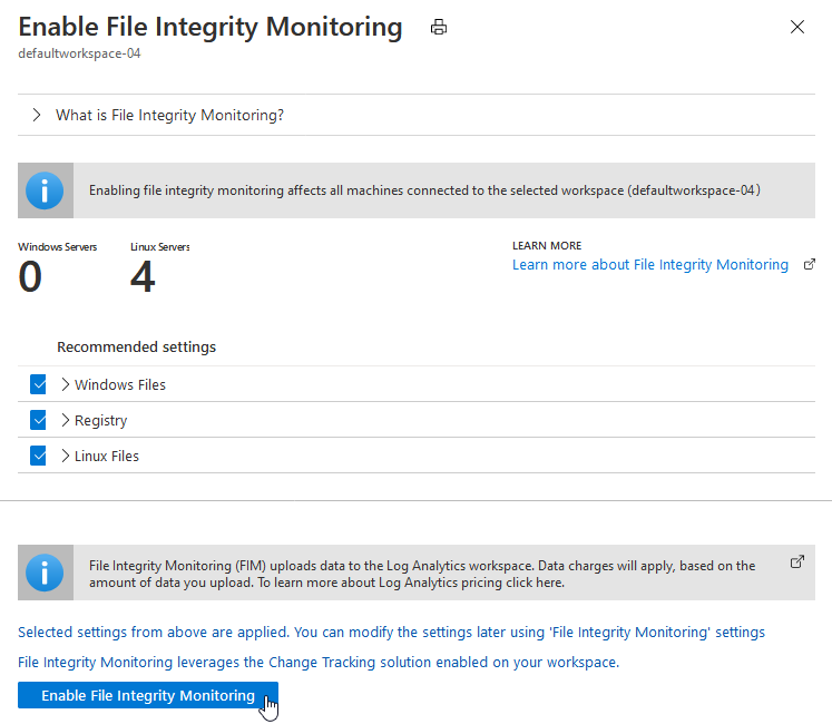 Screenshot of FIM workspace details page.