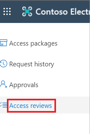 access reviews in the menu