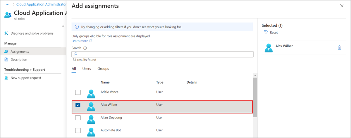 Successfully added role assignment scoped to an app registrations in Microsoft Entra ID.