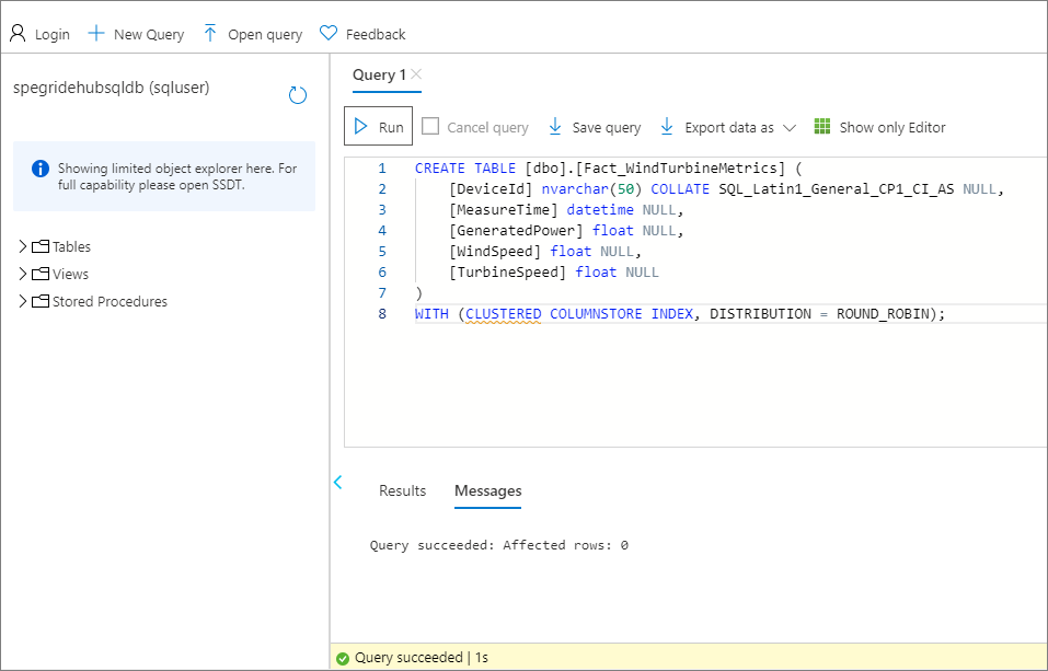 Screenshot showing the query editor.