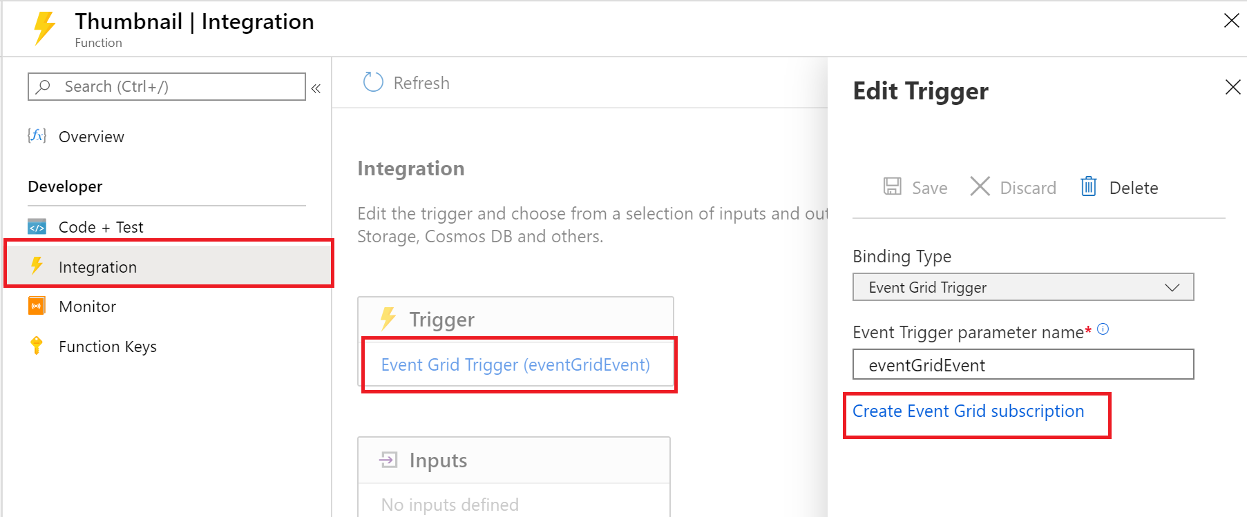 Navigate to Add Event Grid subscription in the Azure portal