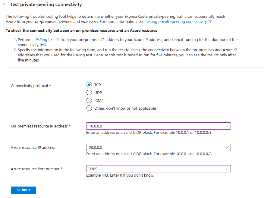 Screenshot of the form for debugging an A C L.