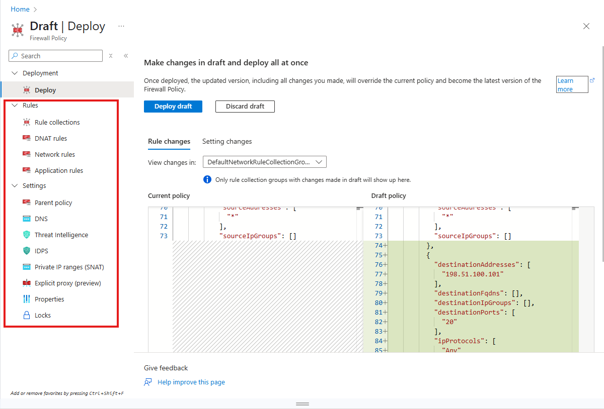 Screenshot showing drafting changes.