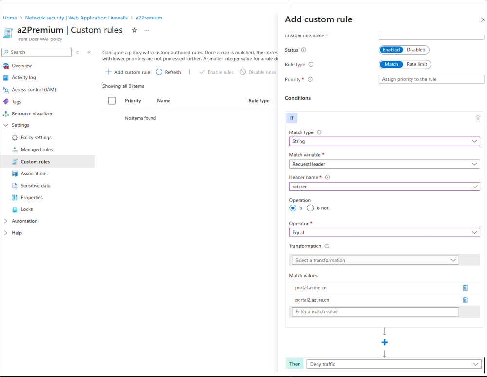 configure blacklist blockage
