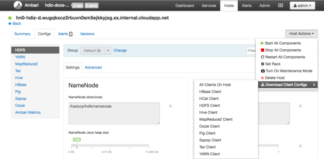 Apache Ambari download host client configs.