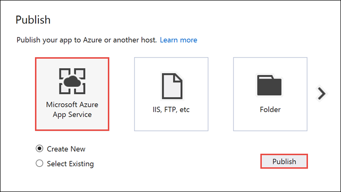 The Azure App Service tile