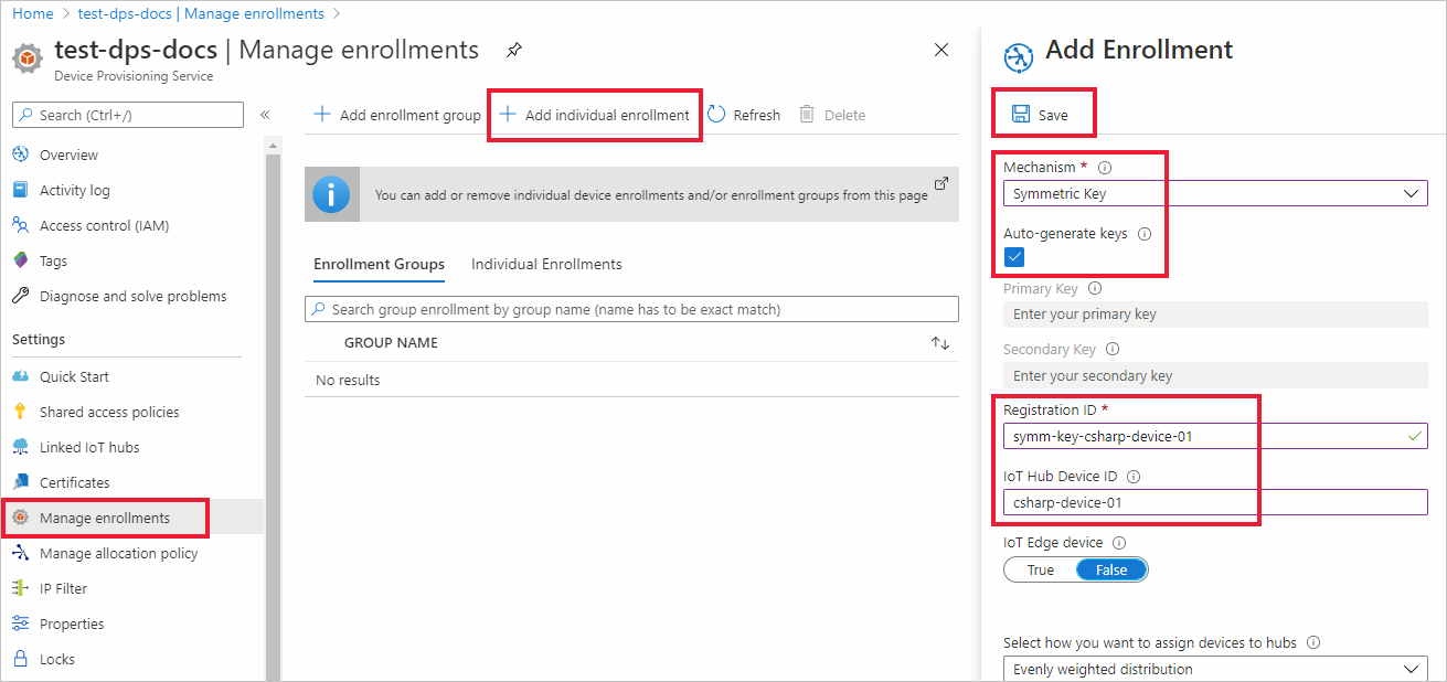 Add individual enrollment for symmetric key attestation in the portal