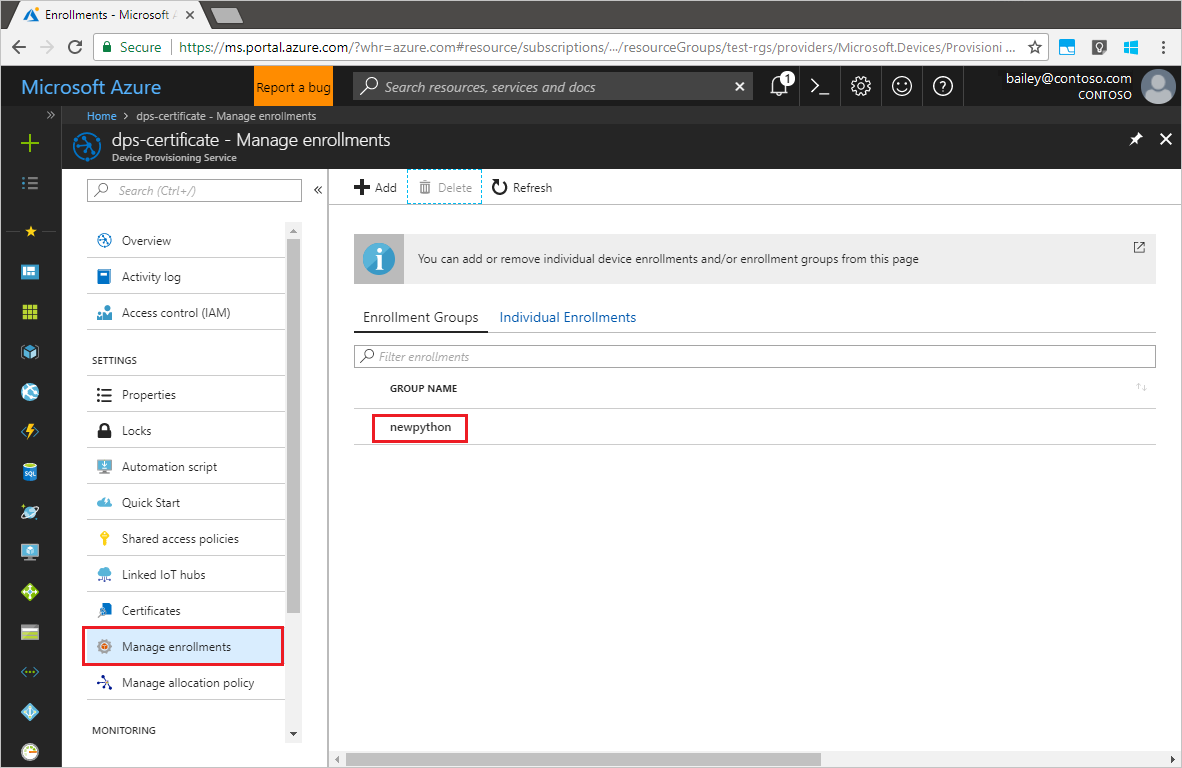 Verify successful X.509 enrollment in portal