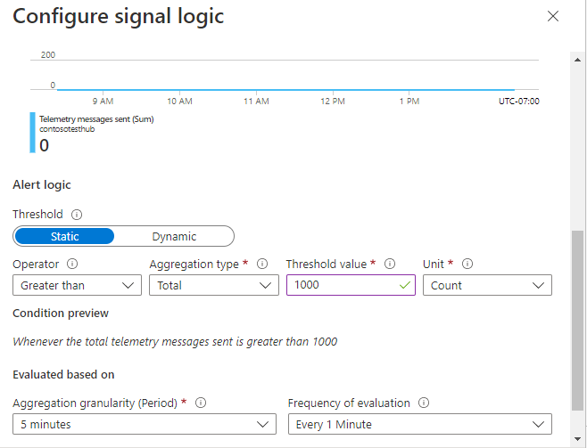 Screenshot showing alert conditions settings.