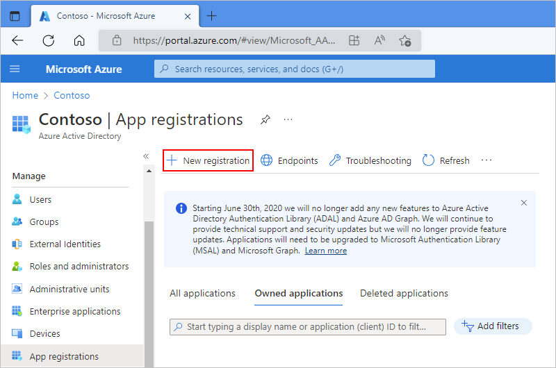 Screenshot showing Azure portal with Microsoft Entra instance, "App registration" pane, and "New application registration" selected.