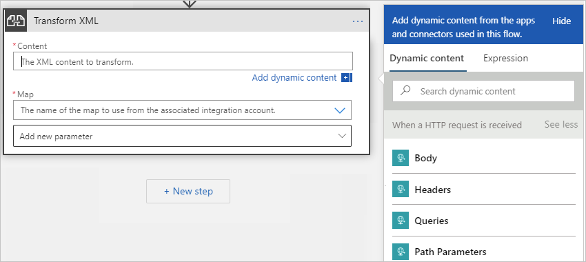 Screenshot shows Consumption workflow with opened dynamic content list and cursor in Content box.