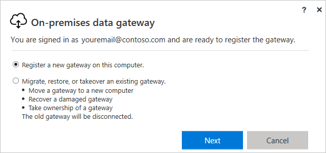 Register gateway on local computer
