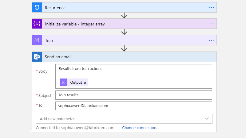 "Output" fields for the "Join" action