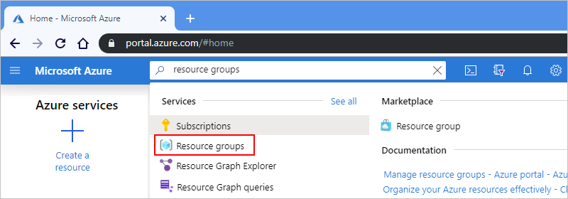 Find and select "Resource groups"