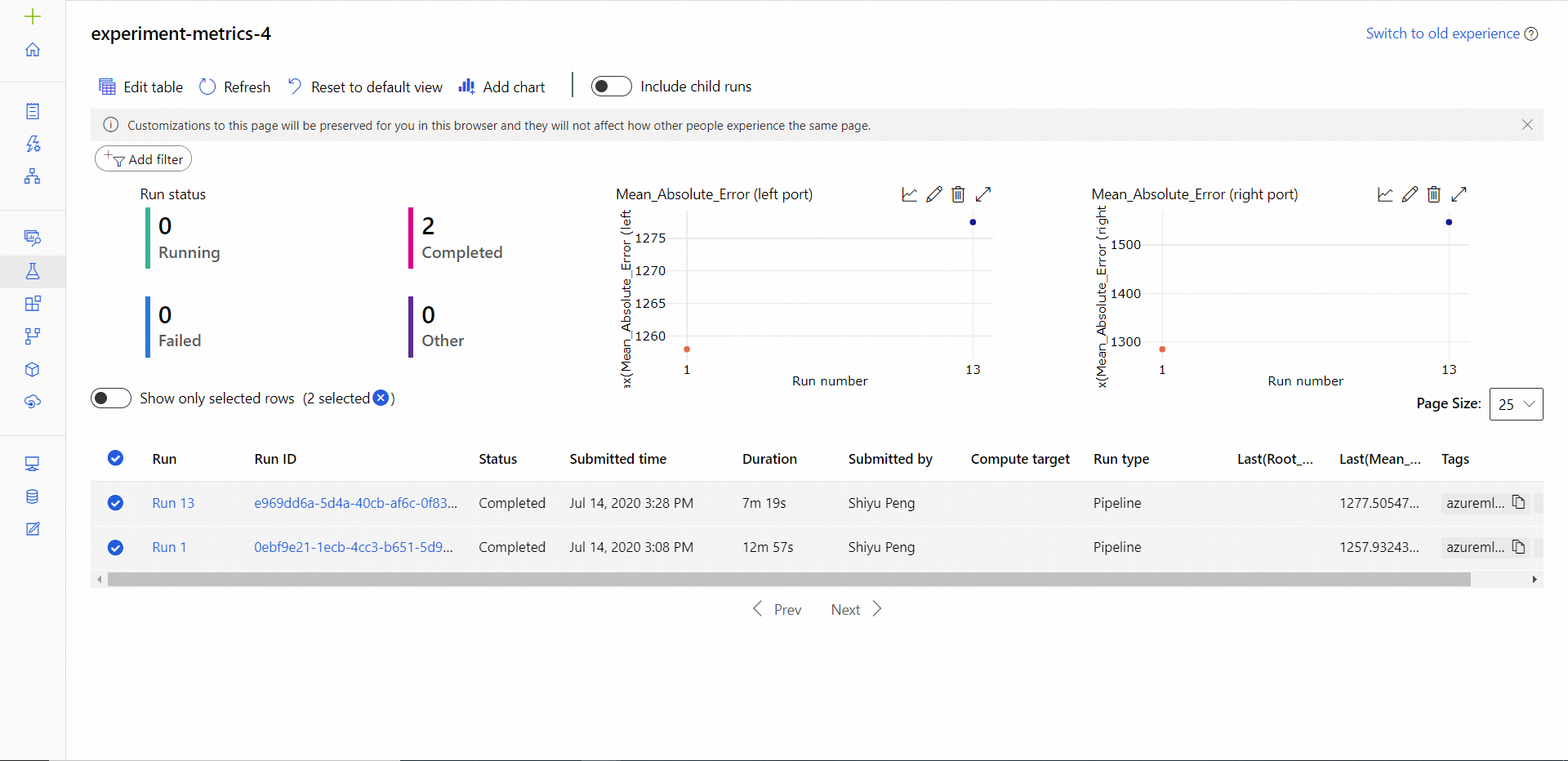 View job metrics in the studio