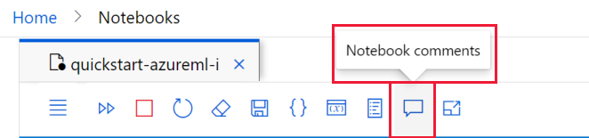 Screenshot of notebook comments tool in the top toolbar.