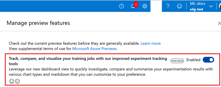 Screenshot shows enabling the preview feature.