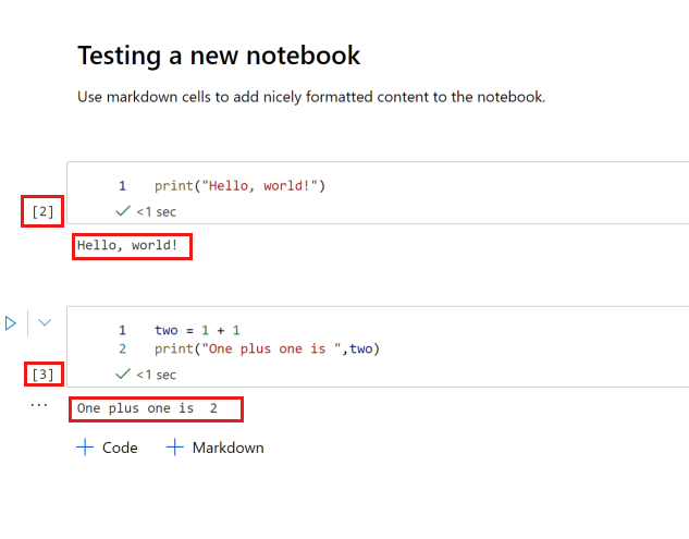 Screenshot: Notebook contents.