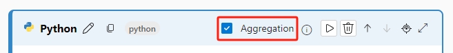 Screenshot of the Python node heading with the Aggregation checkbox selected.
