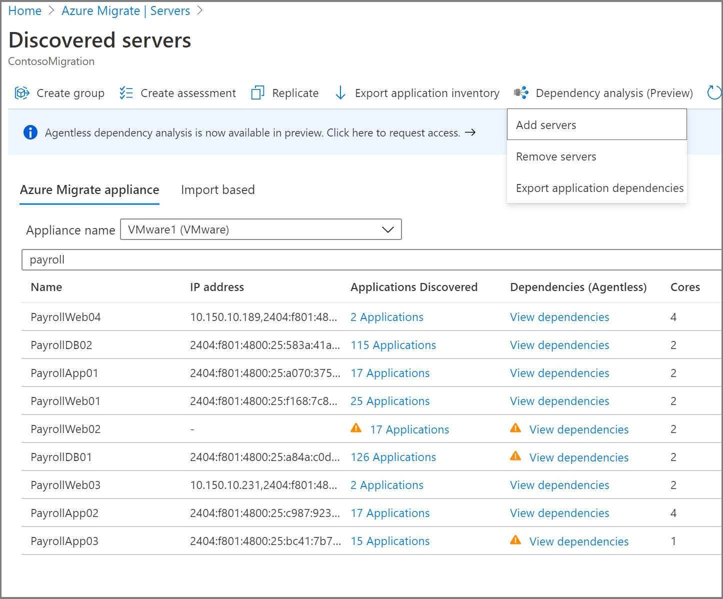 Screenshot to Export dependencies.