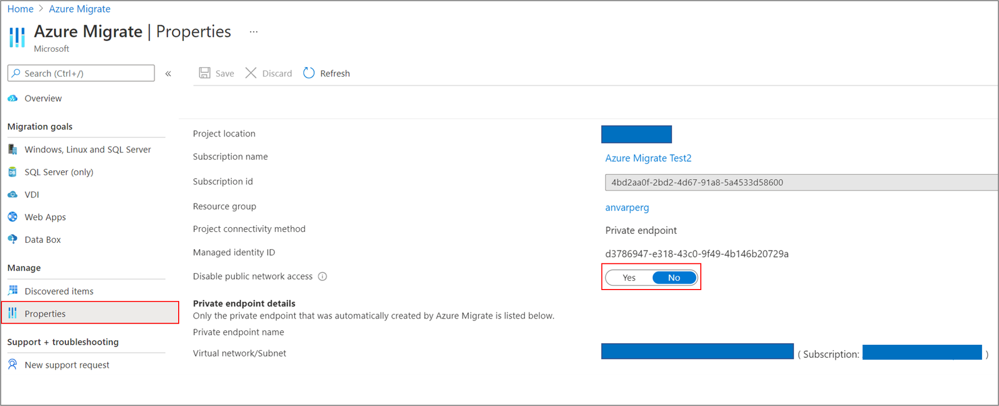 Screenshot that shows how to change the network access mode.