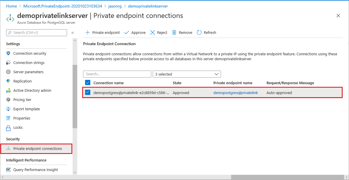 select the private endpoint portal