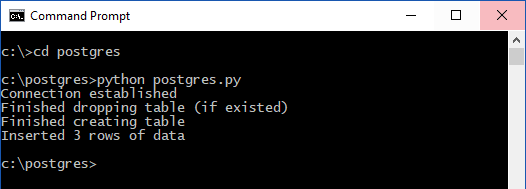 Screenshot of Command-line output.