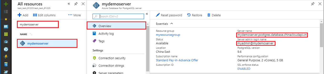 Azure Database for PostgreSQL server name