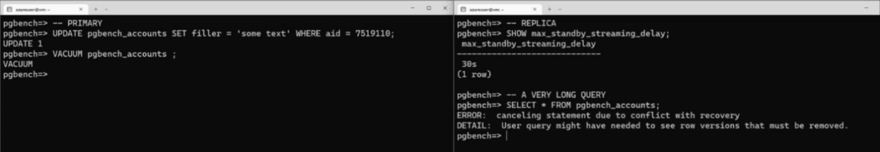 Screenshot showing triggering of Canceling statement due to conflict with recovery error.