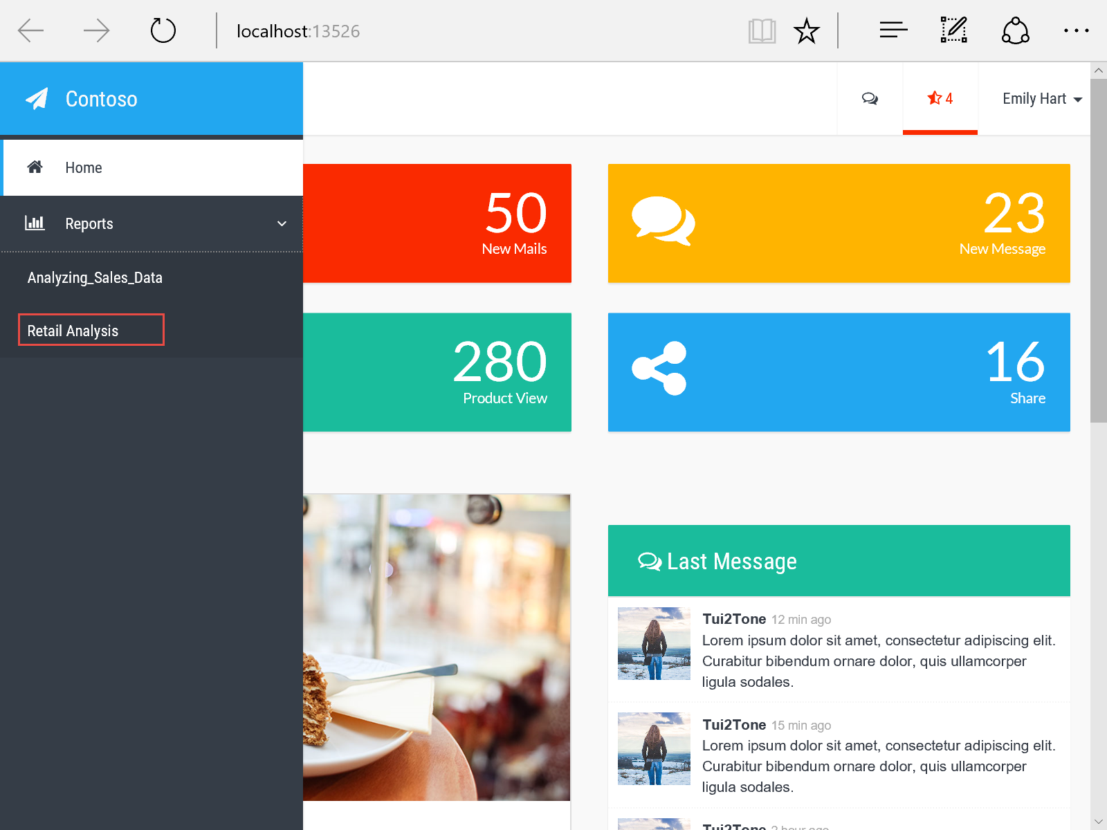 Sample left nav within sample application