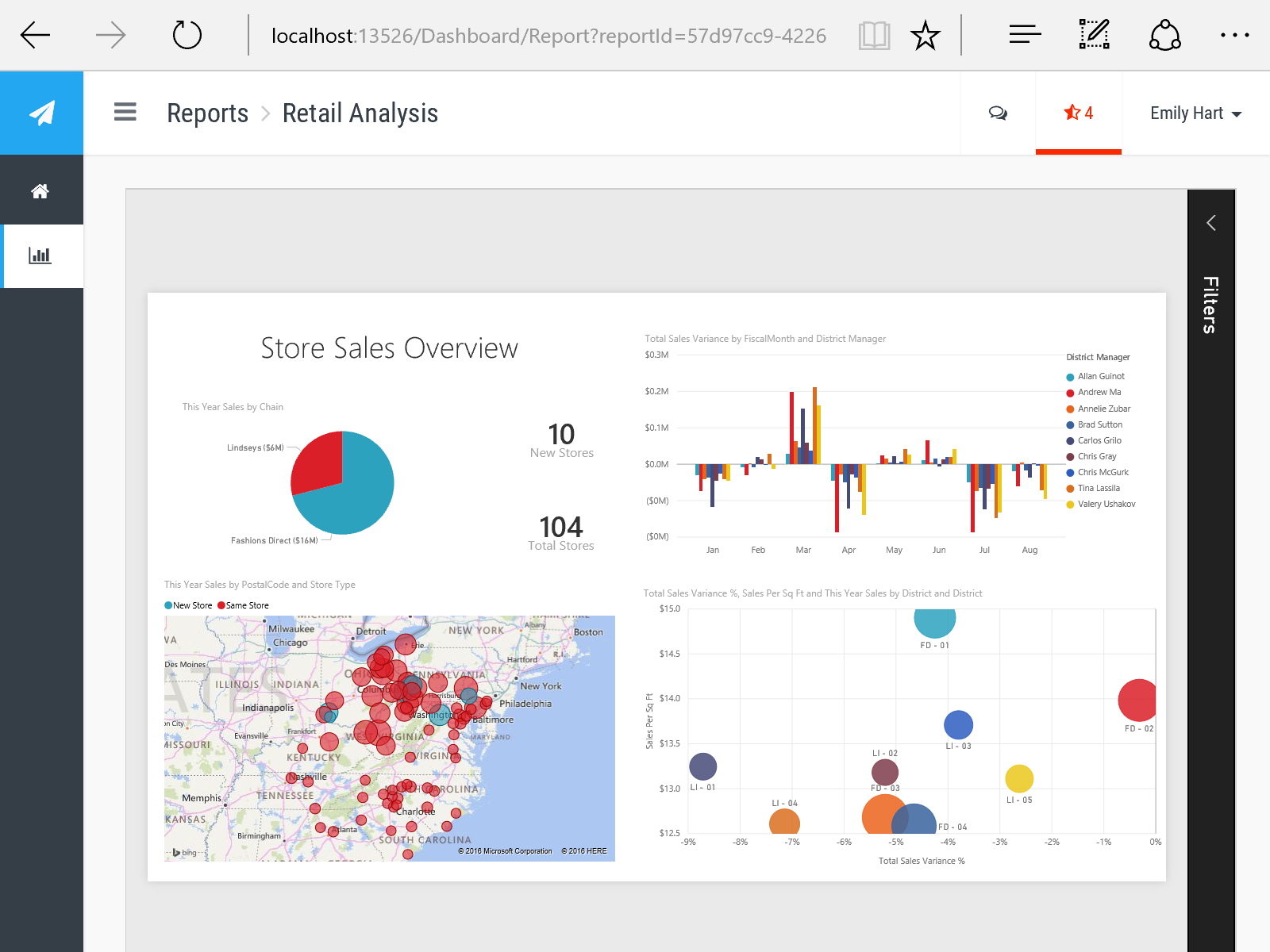 Sample of report embedded in application